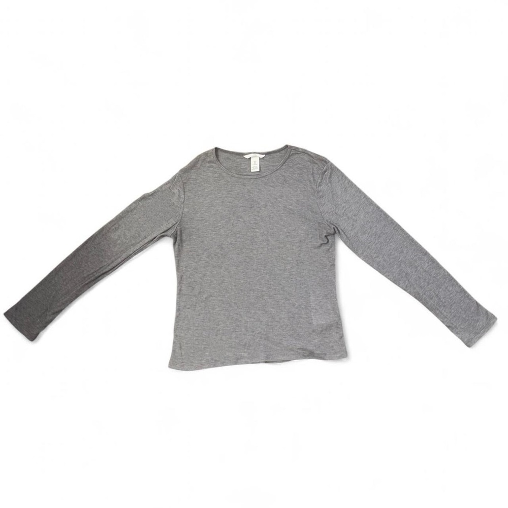 H&M Fitted Ribbed Long Sleeve Top — Gray, Size Medium 🌫️